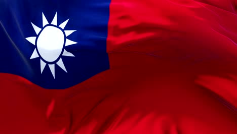 taiwan flag in slow motion classic flag smooth blowing in the wind on a windy day rising sun 4k continuous seamless loop background