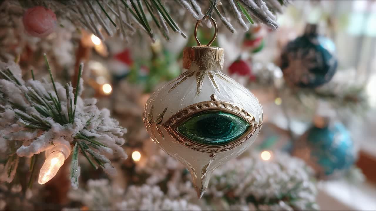 A Stunning Vintage Christmas Ornament Glimmers with Intricate Design and Rich Colors, Perfectly Capturing the Festive Spirit of the Holiday Season