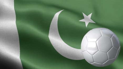 flag of pakistan and soccer ball - pakistan flag high detail - national flag pakistan wave pattern loopable elements