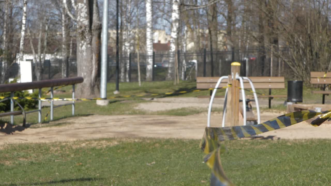 The playground is closed, close-up