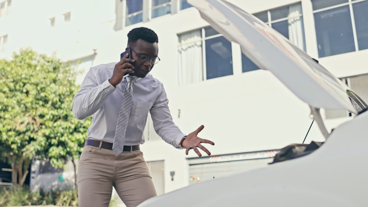 차가 고장났고, 화가 난 사업가