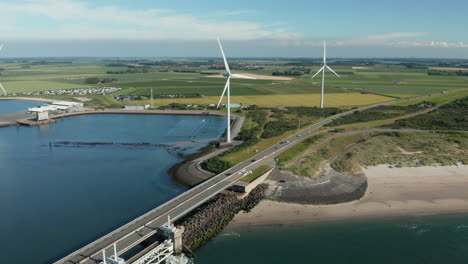 wind turbines at the coast near kamperland