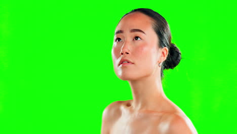 Beauty,-face-and-asian-woman-on-green-screen