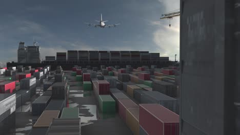 container ship and airport operations at a port