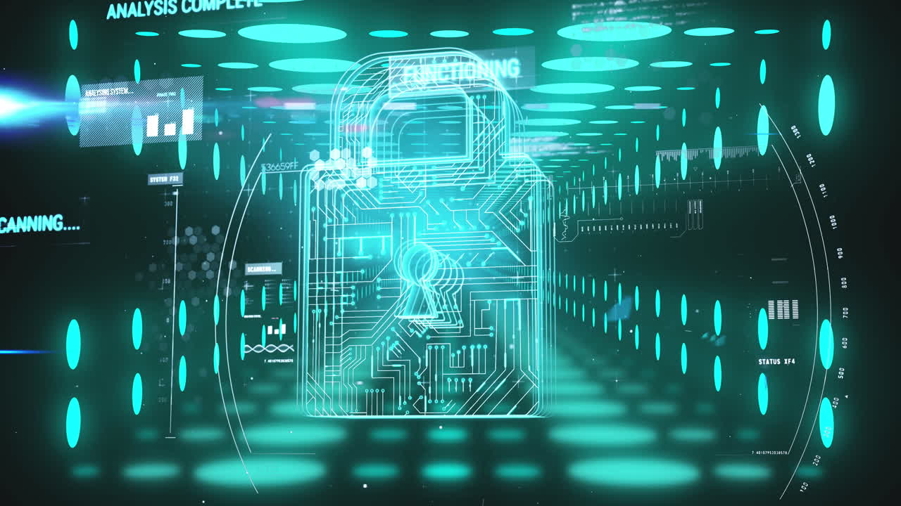 animación del candado y procesamiento de datos sobre el túnel de neón