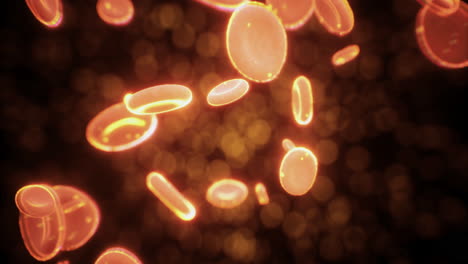glowing microscopic view of particles drifting in a dark space