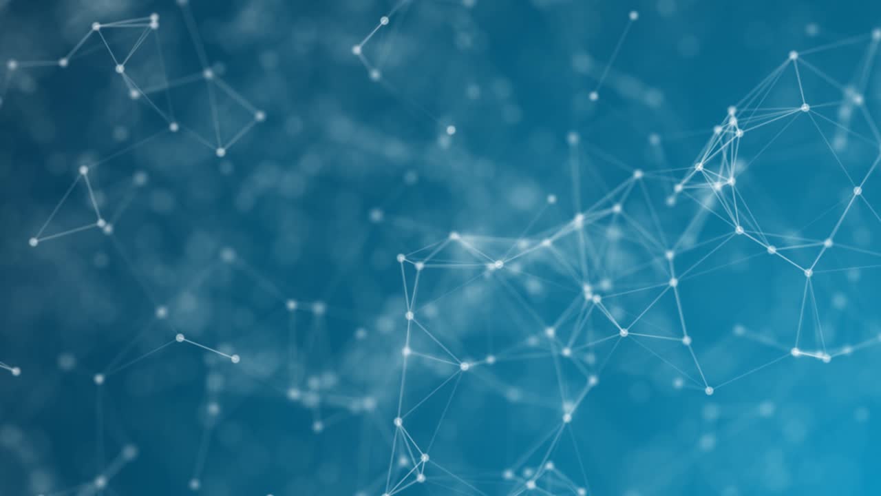 4K Abstract Futuristic Data Connections Background - Communication of the points with each other - Technology Concept - Abstract Geometric Triangles Background - Abstract web background - Digital Abstract Background Connections With Copy Space - Blue