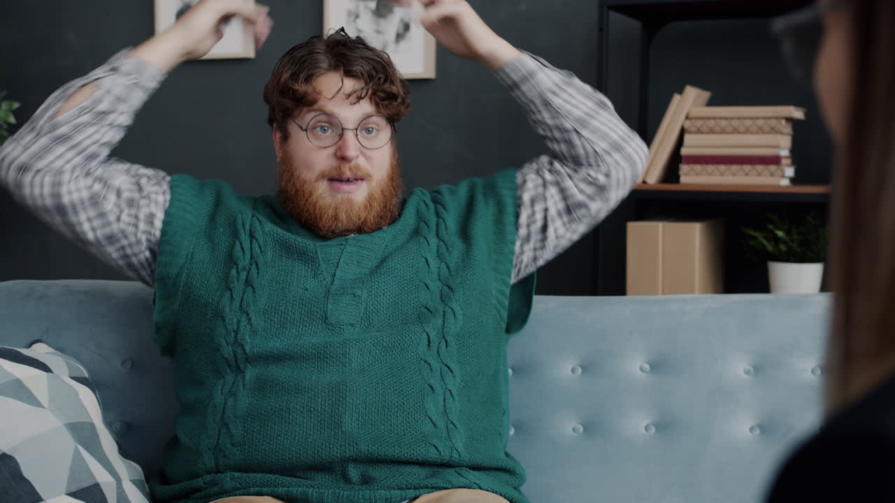 Stressed Man in Therapy Session