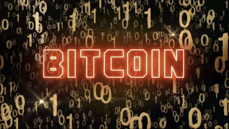 goldenes bitcoin-konzept mit digitalem code