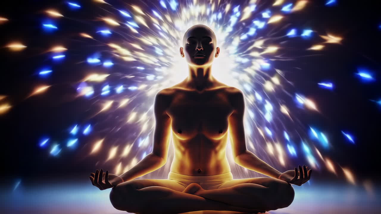 Woman in Meditation with Spiritual Energy Aura