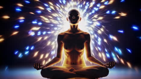 woman in meditation with spiritual energy aura