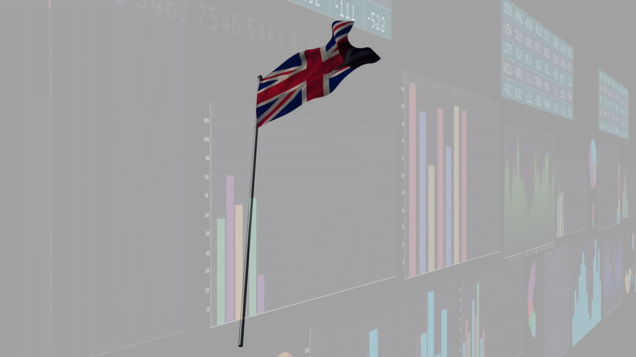 재무 데이터 차트 애니메이션 위에 흔들리는 노동조합 발