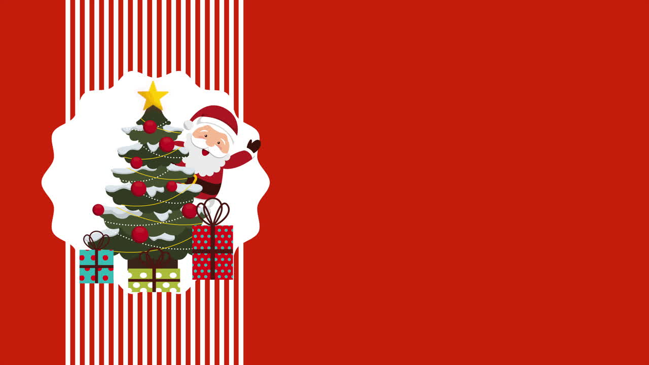 feliz tarjeta de navidad con árbol de pino