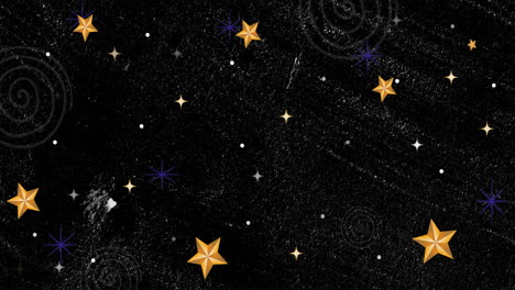 animación de estrellas y formas sobre fondo negro
