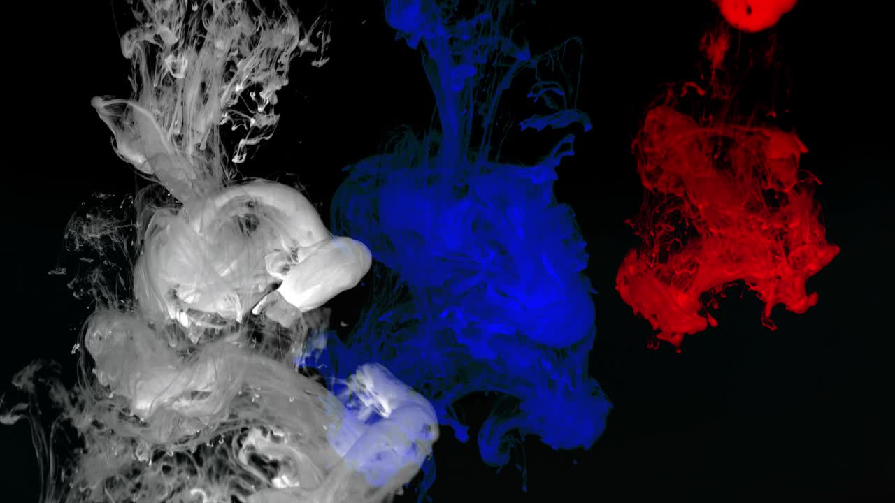 White, blue and red USA paint flow 4k loop