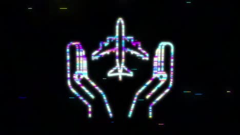 icono de mano de avión, gran diseño para cualquier propósito. avión de papel dibujado a mano. dibujo de línea continua. icono de glitch. gráficos de movimiento.