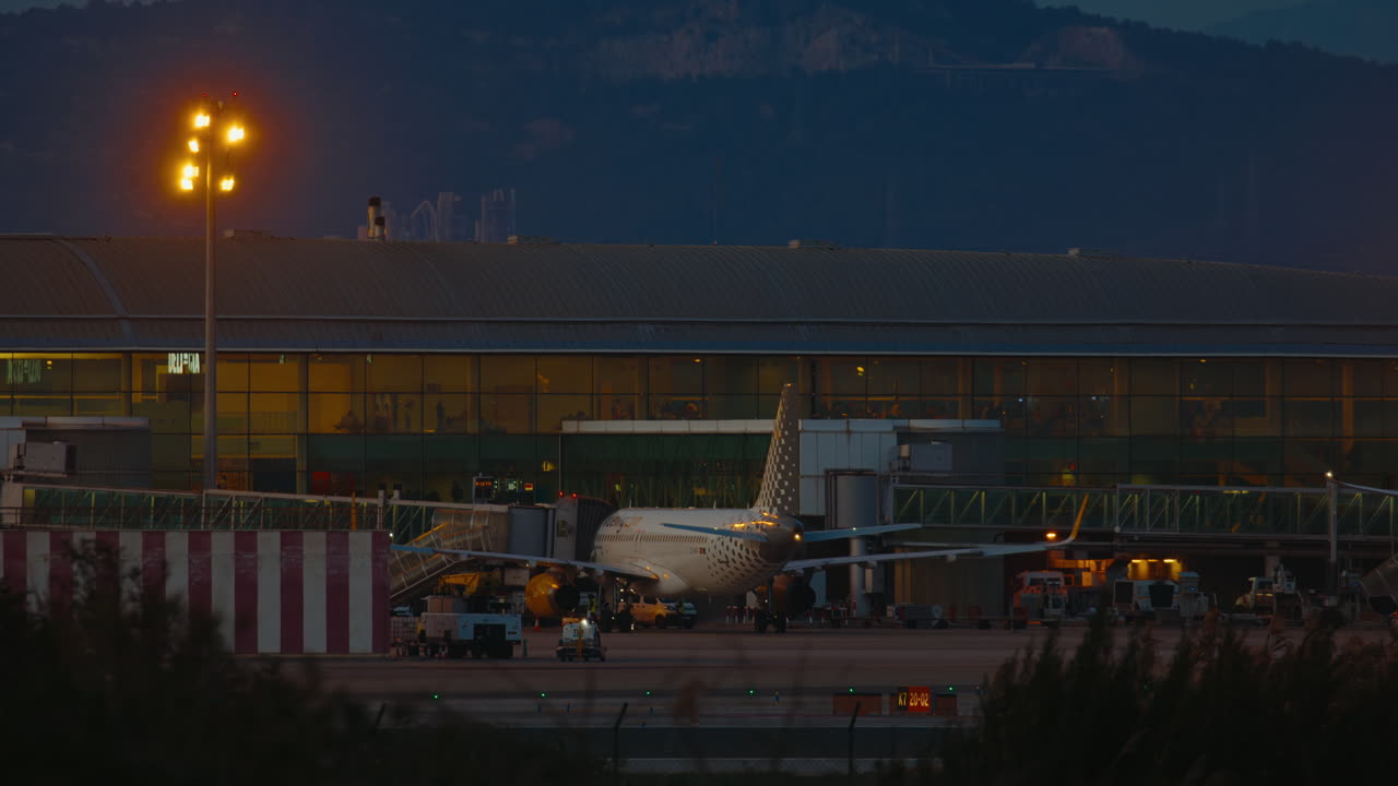 Airplane at Airport at Dusk