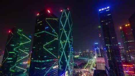 china night light shenzhen city roof round panorama 4k time lapse