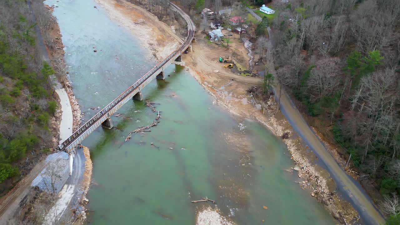 4K Aerial Drone Video of Flood Damage on Nolichucky River in Erwin, TN Caused by Hurricane Helene (2024)