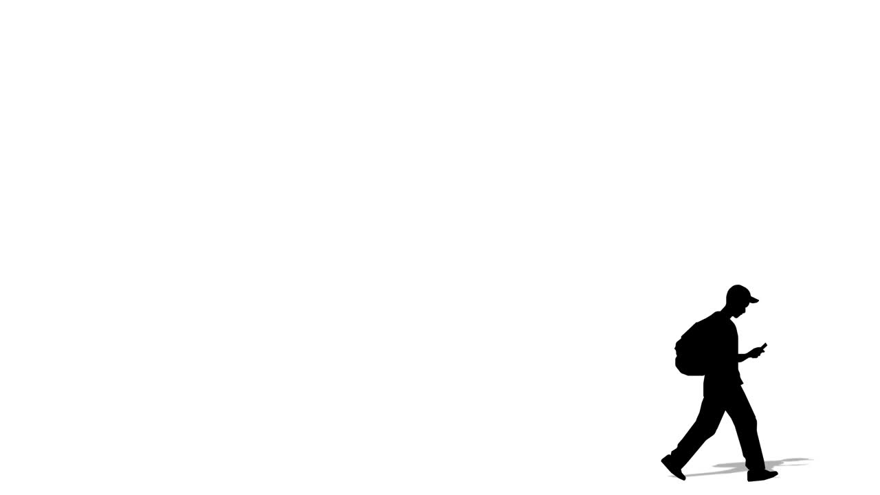 걸어가는 실루 소년 만화 애니메이션 루프 애니메이션 (4k 비디오)