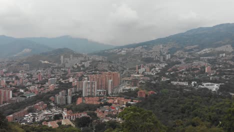 Aerial-over-Medellín-skyline-in-Colombia