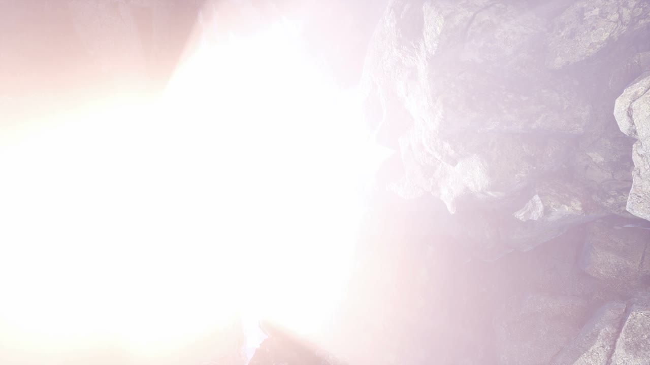 la luce del sole all'interno di una grotta misteriosa