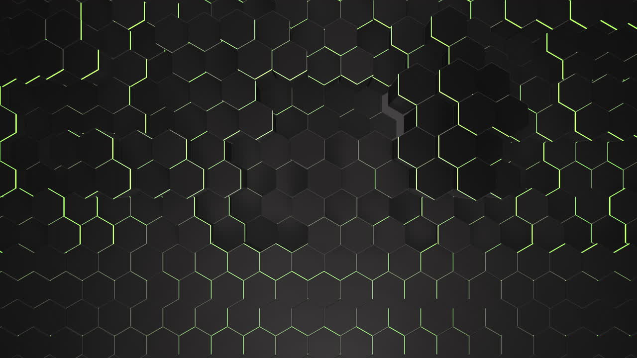 fondo de cuadrícula hexagonal negro oscuro de movimiento 17