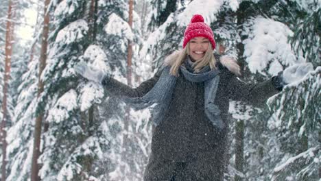 girl having fun with snow