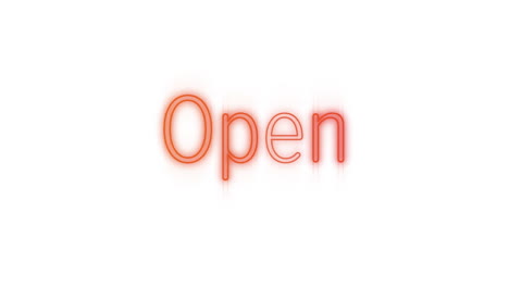 open sign in red neon on white background