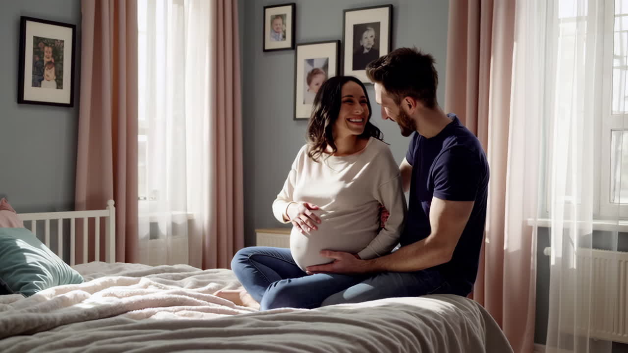 Pregnant Couple in Bedroom