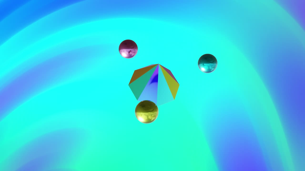 animación de formas multicolores en 3d sobre fondo de neón
