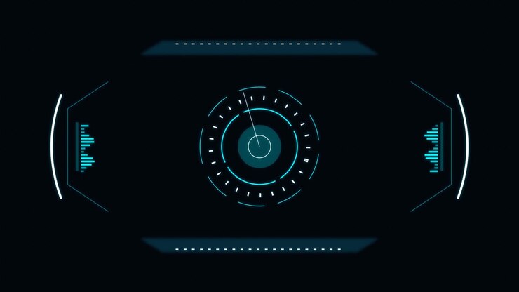 Futuristic Digital Radar Interface Scanning on Dark Background
