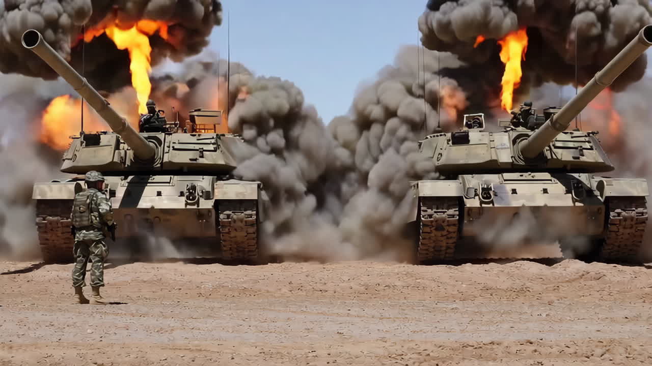 Military Tanks in Training Exercise