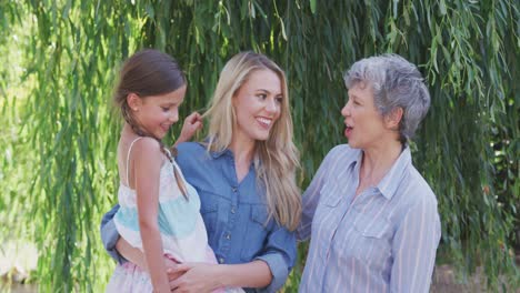 family having fun in the garden