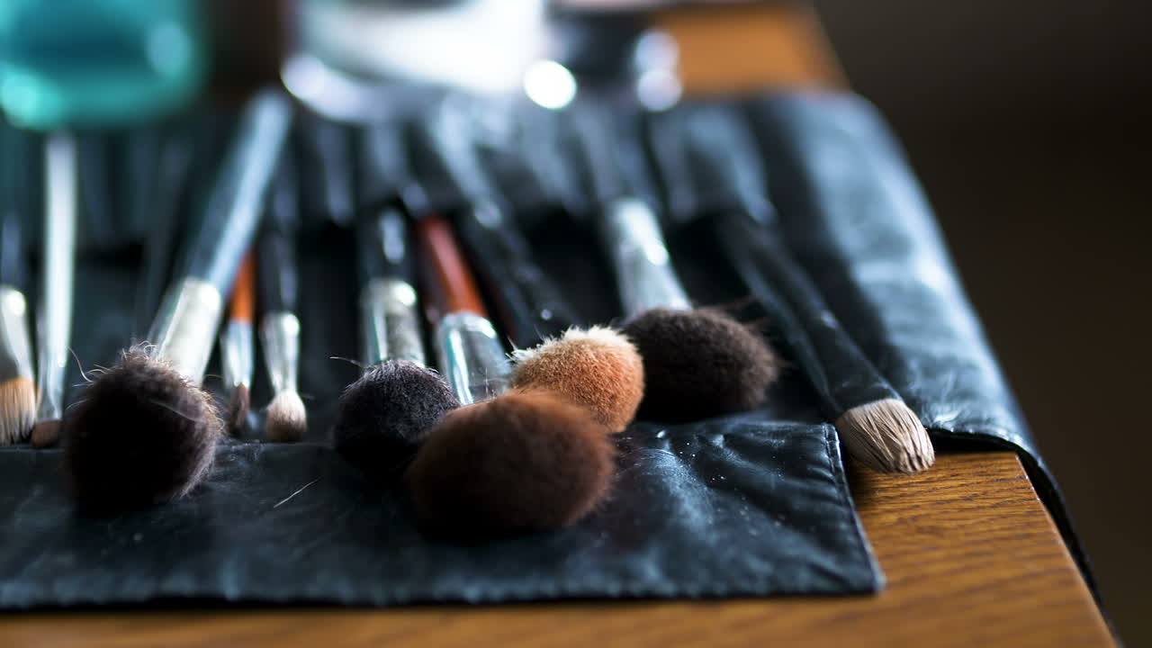 Brush Set For Make Up On Table