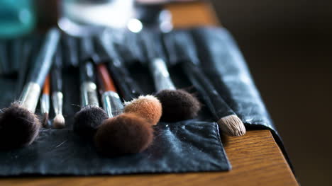 brush set for make up on table