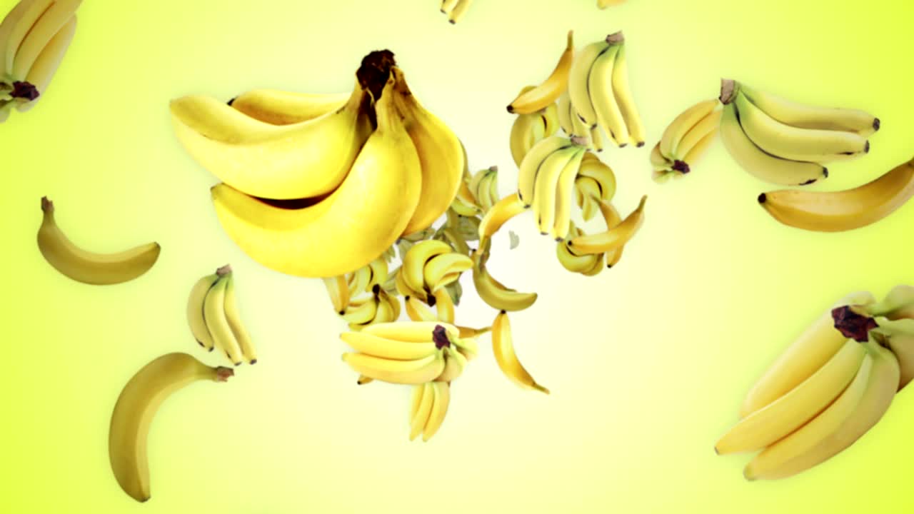 떨어지는 바나나 배경, 루프, 렌더링, 애니메이션, 알파 채널