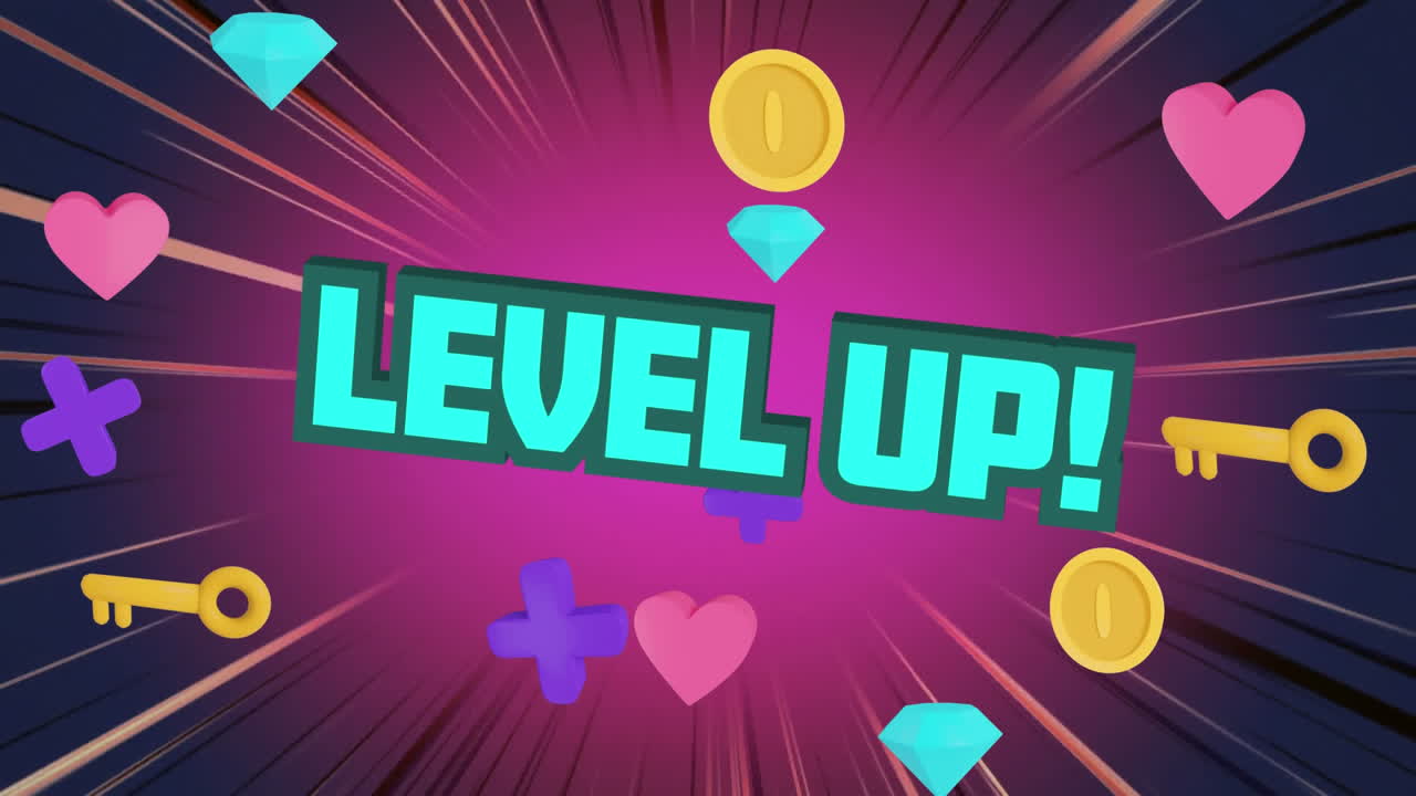 animación digital de texto de nivel superior sobre varias teclas