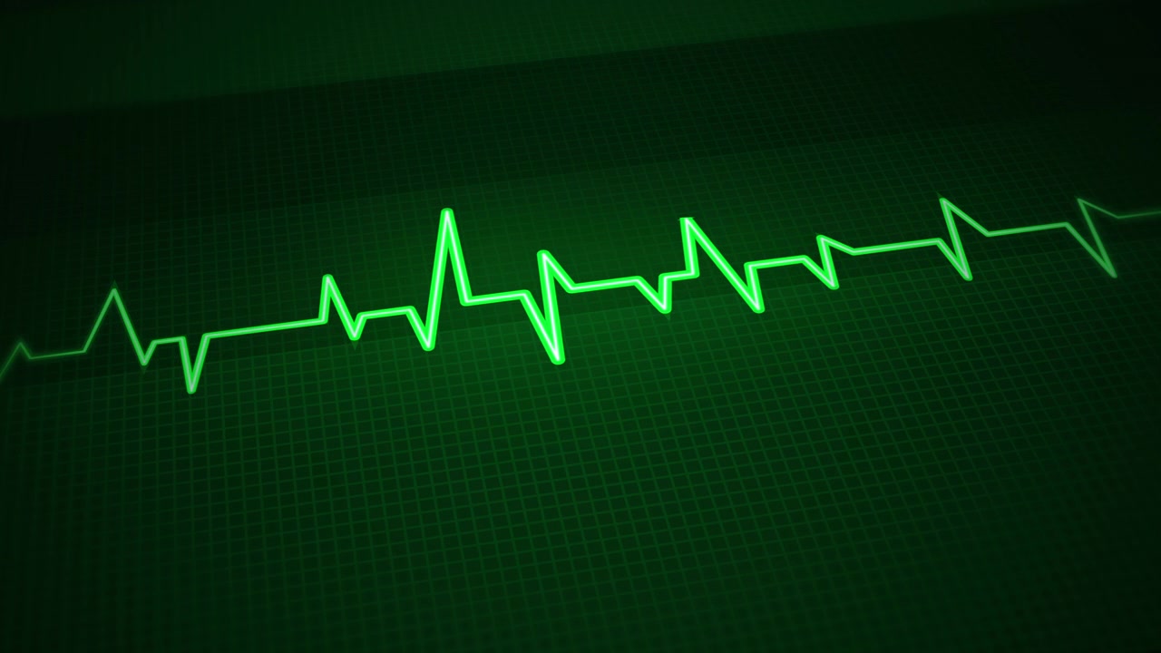 Monitor de EKG de Batimento Cardíaco Verde Exibindo Sinais Vitais