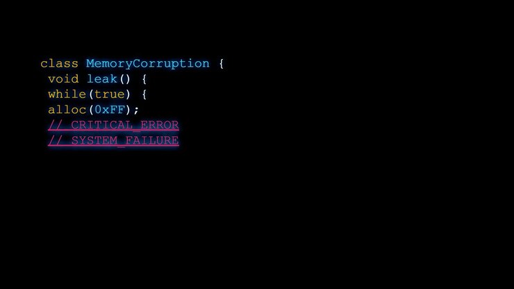 Computer Code Typing Showing Memory Corruption Error