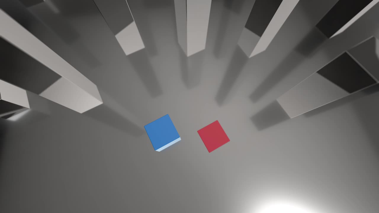 3d 파란색과 빨간색 바 다이어그램을 비교하여 99%와 1%까지 성장합니다.