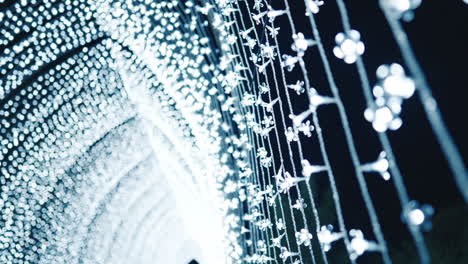 Close-Up-White-Light-Display-in-Sydney-Botanic-Gardens-during-Vivid-in-Slow-Motion