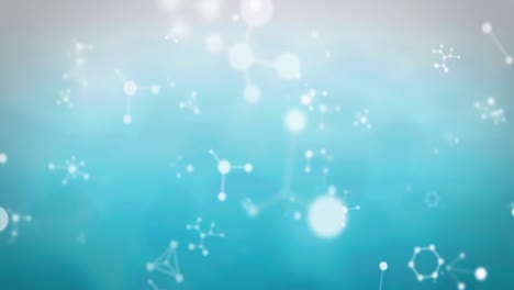 digital animation of molecular structures floating against blue gradient background