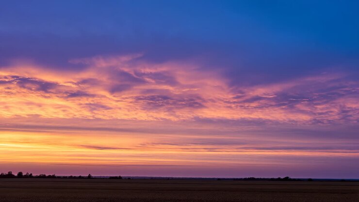 Colorful Sunset over a Field