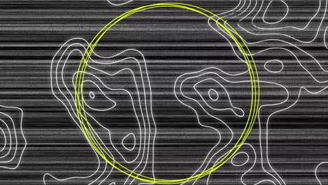 animación de interferencia sobre formas coloridas y líneas blancas