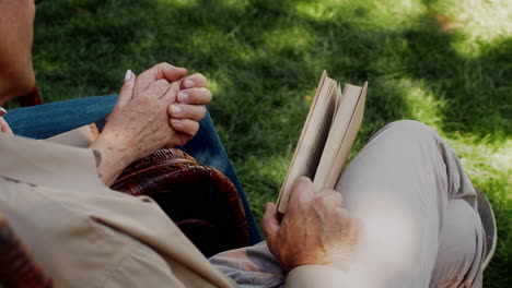 senior couple reading in a rocking chair