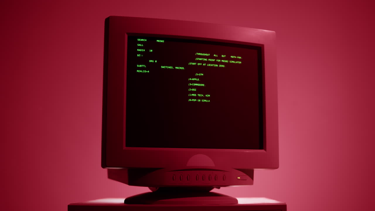 Vintage Computer Monitor with Text-Based Interface