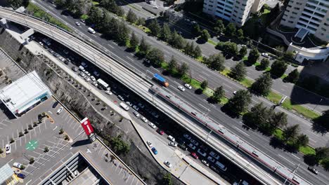 high-angle view of the interurban train arriving at santa fe in mexico city