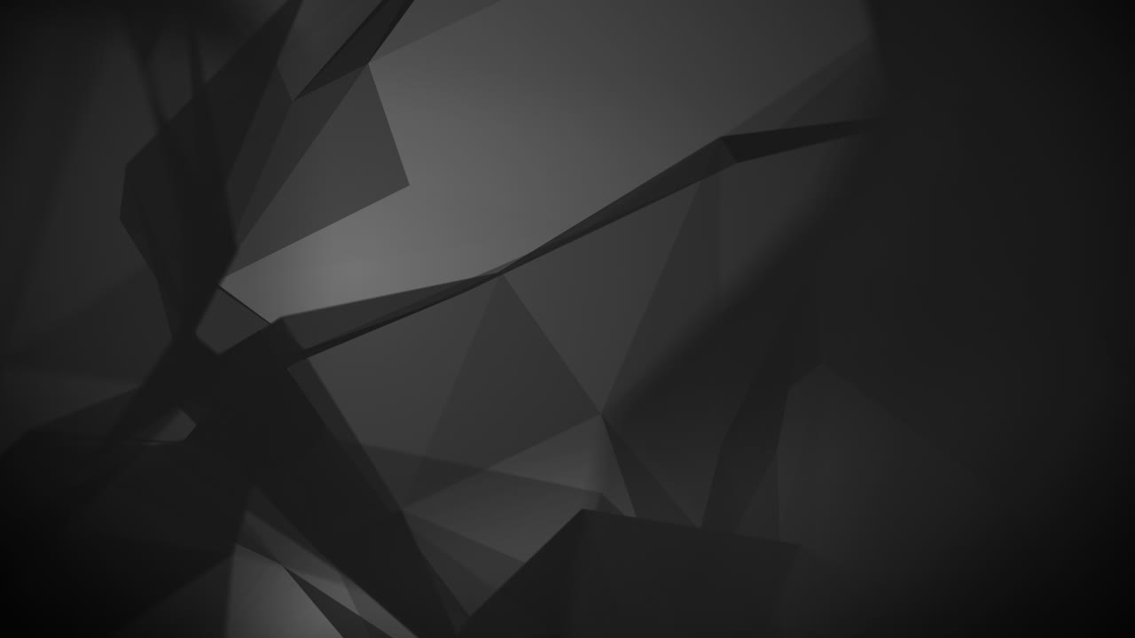 Abstract polygonal black contour loop background. Dynamic modern geometric motion graphics of lines and surfaces. Copy space.
