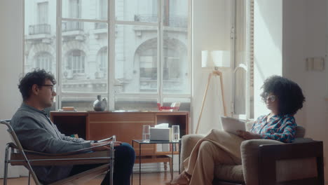 man having consultation with therapist